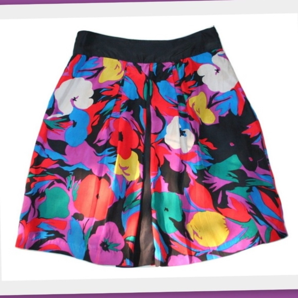Anthropologie Lil Factory Floral Silk Skirt - Picture 2 of 5